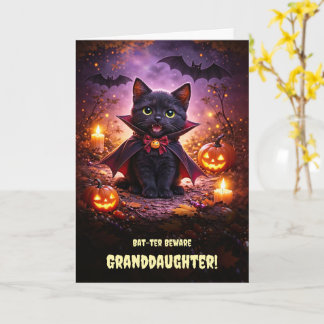 Barnbarn Glad Halloween Söt Kattunge Katt Kort