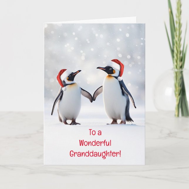 Barnbarn Glad jul Jul Pengviner Kort (Framsida)