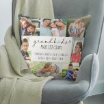 Barnbarn Gör Life Grand 8 Photo Personlig Kudde<br><div class="desc">Lägg till hela barnbarn namn i anpassningsbarnas fotokudde. "Barnbarn gör livet stort" är skrivet i avslappnad, handskrivet och smalans typsnitt. Fotomallen är redot för dig att lägga till namnen för barnbarnen och 8 av dina favoritfoton, som visas i kvadratformat/instagram- och porträtt-format. Den här designen har en svart palett i färg...</div>