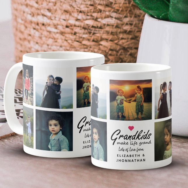 Barnbarn gör Life Grand Multi Photo Collage Kaffemugg (Skapare uppladdad)