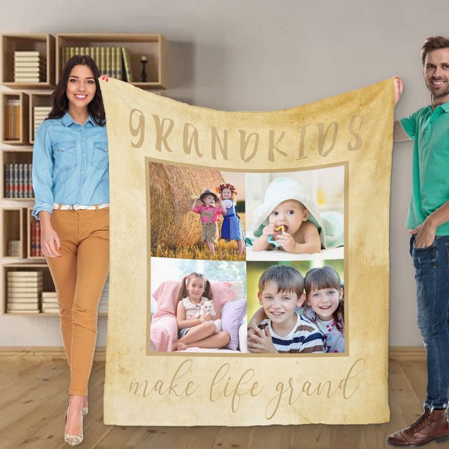 Barnbarn gör liv till Grand Neutralt Photo Collage Fleecefilt (Skapare uppladdad)