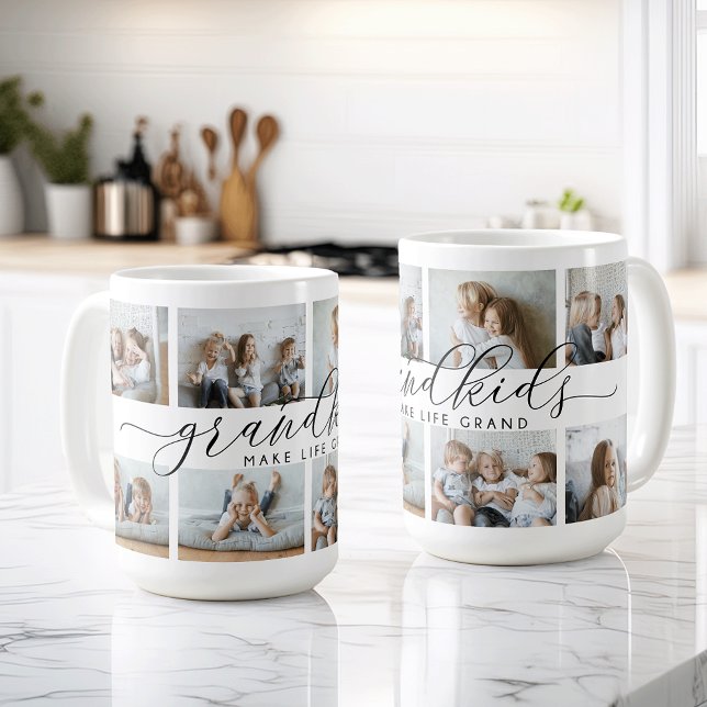 Barnbarn Gör Livet Grand | 8 Foto Kollage Kaffemugg (Skapare uppladdad)