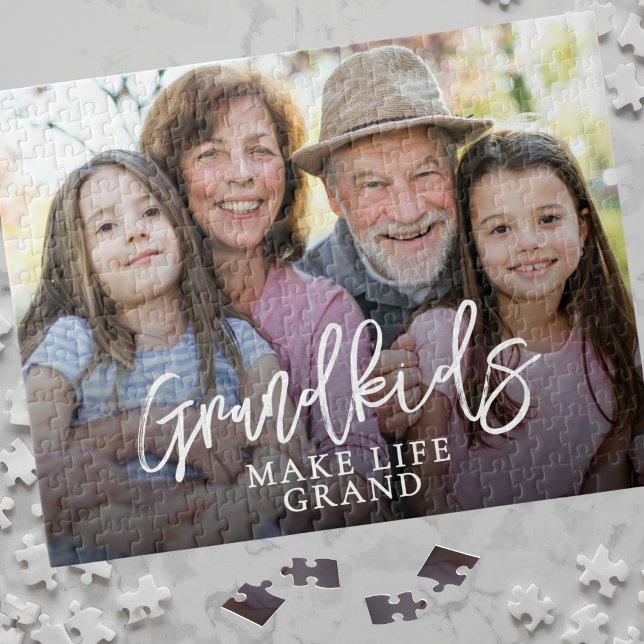 Barnbarn Gör Livet Stort Foto Pussel (Grandkids Make Life Grand Photo Jigsaw Puzzle )