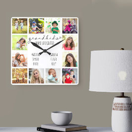 Barnbarn Gör livets storoffert 12 fotovit Fyrkantig Klocka