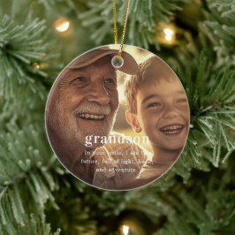Barnbarn | Känslosamt Foto Minnesgåva Jul Julgransprydnad Keramik