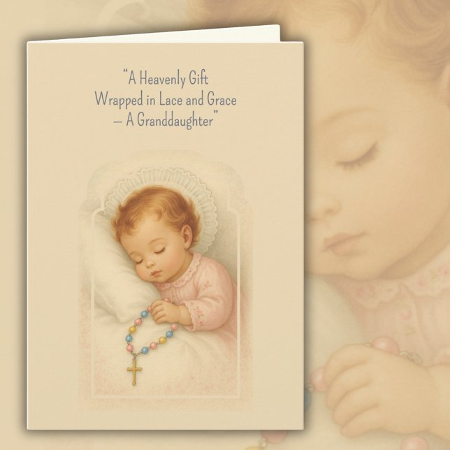 Barnbarn Katholsk Rosenkrans Babyflicka Kort (Skapare uppladdad)