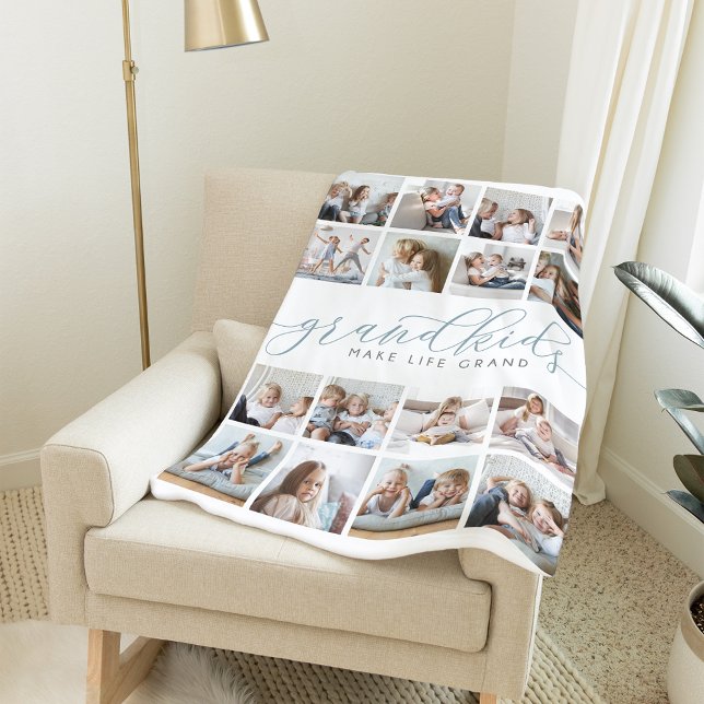 Barnbarn Make Life Grand 16 Photo Collage Fleecefilt (Skapare uppladdad)
