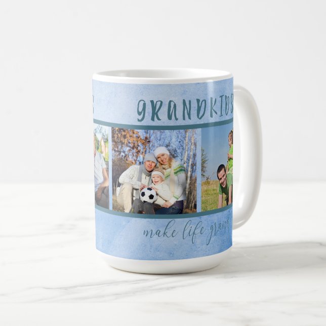 Barnbarn Make Life Grand 4 Foto Grandföräldrar Kaffemugg (Framsida höger)