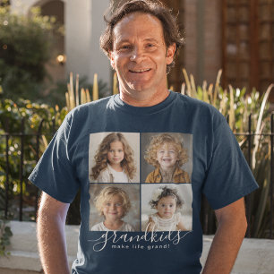 Barnbarn Make Life Grand 4 Photo Collage T Shirt