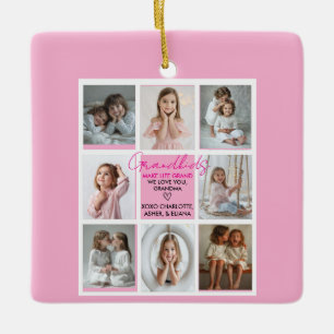 Barnbarn Make Life Grand Grandma 8-Photo Anpassnin Julgransprydnad Keramik