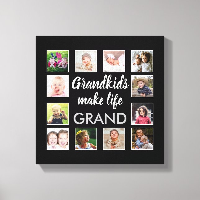 Barnbarn Make Life Grand Quote 12 Photo Collage Canvastryck (Framsida)