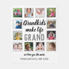 Barnbarn Make Life Grand Quote 12 Photo Collage Fleecefilt