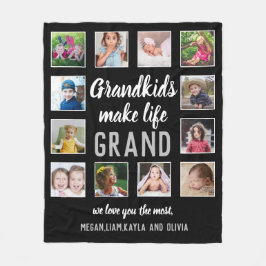 Barnbarn Make Life Grand Quote 12 Photo Collage Fleecefilt