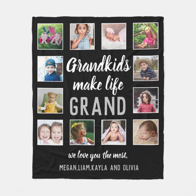 Barnbarn Make Life Grand Quote 12 Photo Collage Fleecefilt (Framsidan)