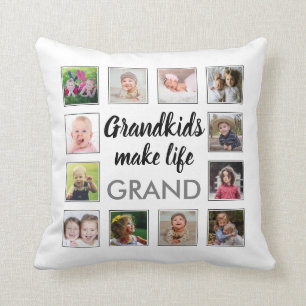 Barnbarn Make Life Grand Quote 12 Photo Collage Kudde