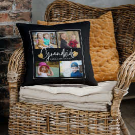 Barnbarn Make Life Grand Quote 4 Photo Collage Kudde
