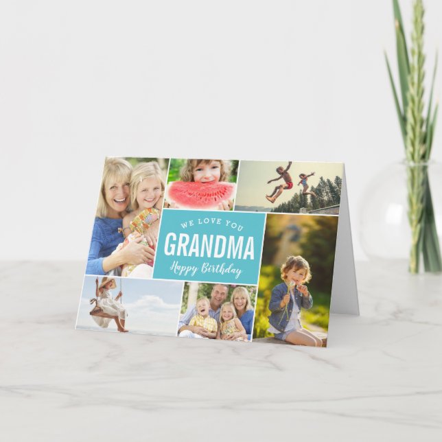 Barnbarn Photo Collage Birthday Card Kort (Framsida)