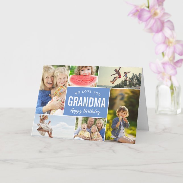 Barnbarn Photo Collage Birthday Card Kort (Orkide)