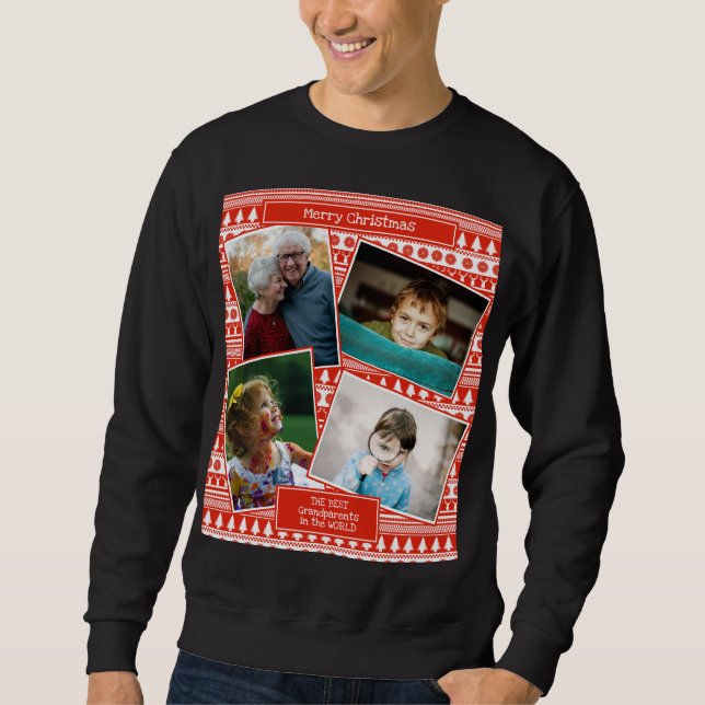 Barnbarn Photo God jul Ugly Sweater Lång Ärmad Tröja (Framsida)