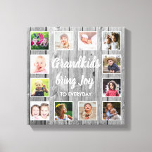Barnbarn Quote Rustic Grått Wood 12 Photo Collage