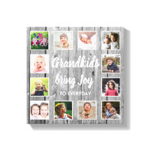 Barnbarn Quote Rustic Grått Wood 12 Photo Collage