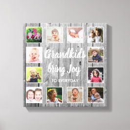 Barnbarn Quote Rustic Grått Wood 12 Photo Collage Canvastryck