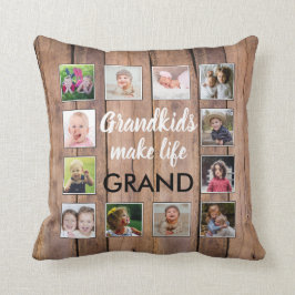Barnbarn Quote Rustic Wood 12 Fotokollage Kudde