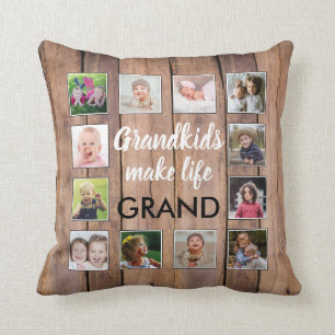Barnbarn Quote Rustic Wood 12 Fotokollage Kudde