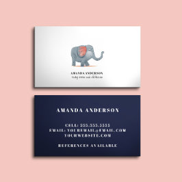 Barnbarnomsorg för barn i Cute Adsible Elephant Ba Visitkort