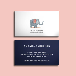 Barnbarnomsorg för barn i Cute Adsible Elephant Ba Visitkort