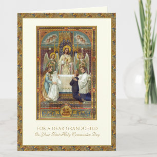 Barnbarns första kommunion Jesus änglar Kort