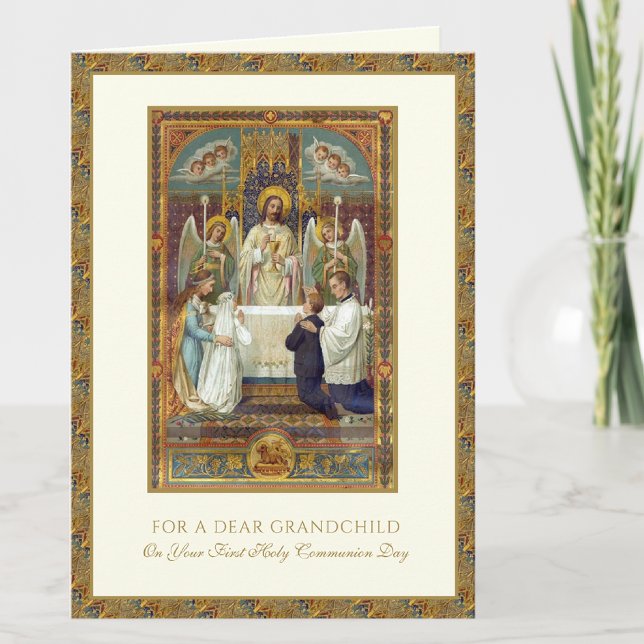 Barnbarns första kommunion Jesus änglar  Kort (Skapare uppladdad)