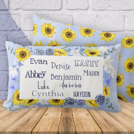 Barnbarns Namn Solrosblå Mors dag Lumbarkudde