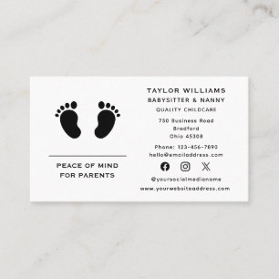 Barnbarnvakt Nanny Baby Feet Social Media Visitkort
