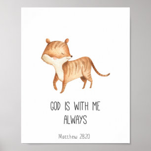 Barnbibelbibel Verse Gud är alltid med mig Poster
