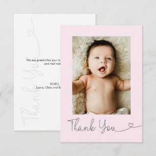 Barnbild Tack Hjärtan Modern Baby shower Rosa Kort