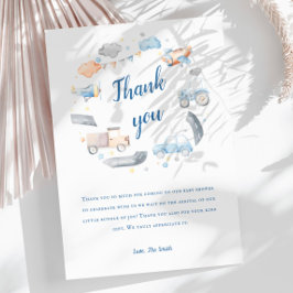 Barnbilsskuvret pojke Transport Tack Kort