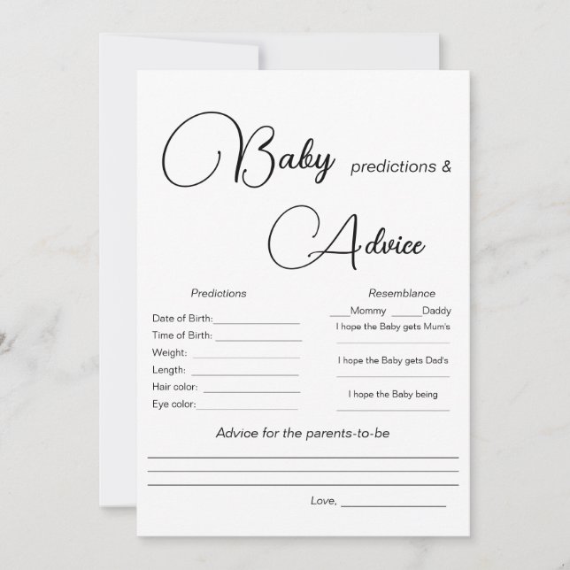 Barnbilsspel i Baby-förutsägelser Inbjudningar (Framsida)