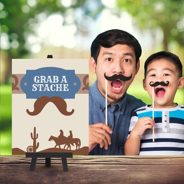 Barnblått Westernt favorittecken för "Grab a stach Poster (Skapare uppladdad)