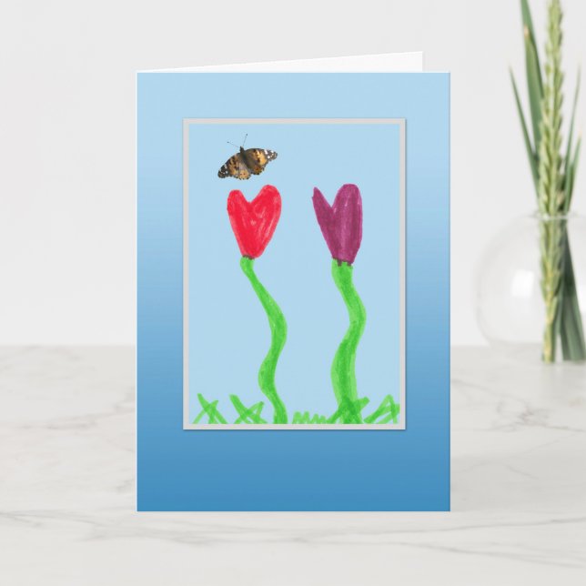 Barnblomma och fjäril - Fantastisk-dagen Kort (Framsida)