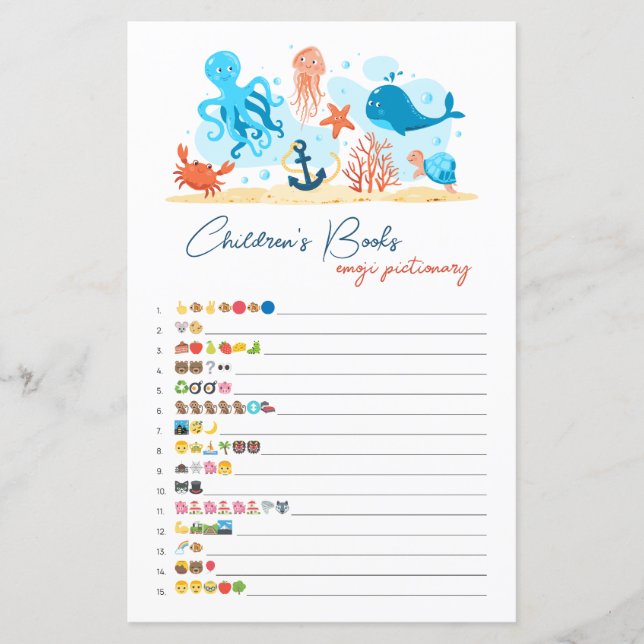 Barnböcker om under havet emoji pictionary (Framsida)