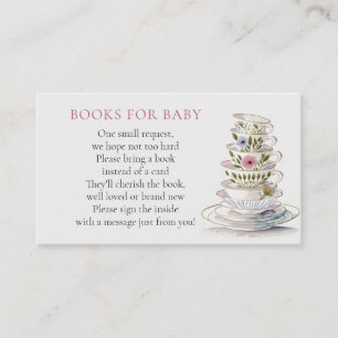Barnbok för Tea Party Baby Shower Tilläggskort