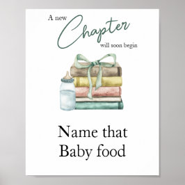 Barnbokskapitel Baby shower Namnge den där barnmat Poster