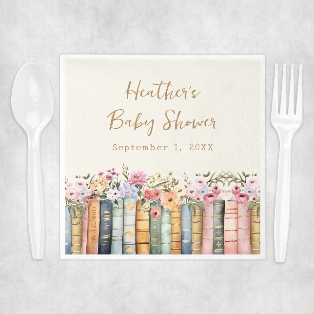 Barnbokslinneservett Pappersservett (Wildflower Books Baby Shower Napkin by Painted Paperie
)