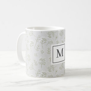 Barnbrud Slöja Vit Blommig Gypsophila Monogram Kaffemugg