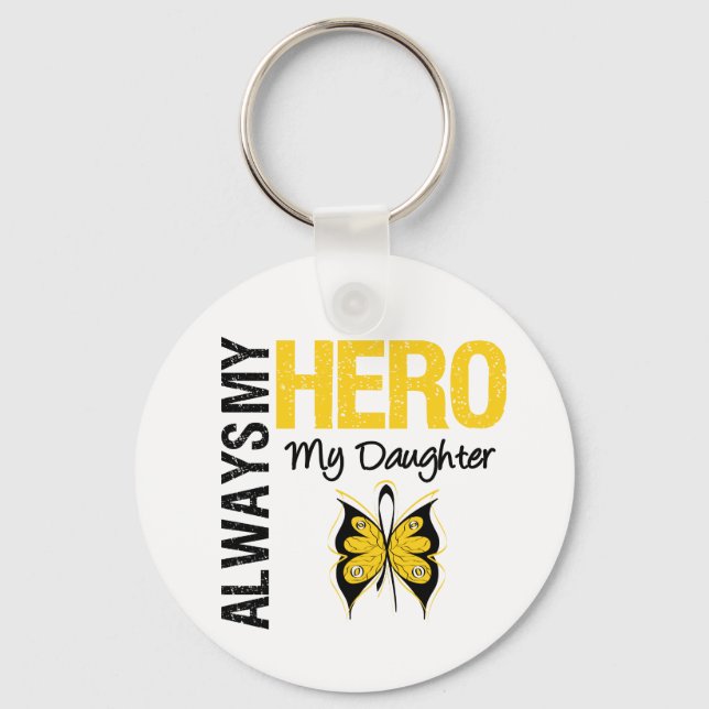 Barncancer alltid min Hero min dotter Nyckelring (Framsida)