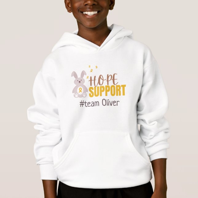 barncancer. Anpassningsbar #team namn Kids Hoodie T Shirt (Framsida)