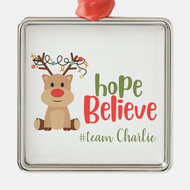 barncancer. Anpassningsbar #team namn Ornament (Framsidan)