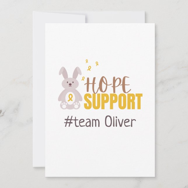 barncancer. Anpassningsbar #team namn Stationery Inbjudningar (Framsida)