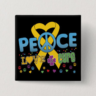 Barncancer Groovy Peace Kärlek Cure Knapp
